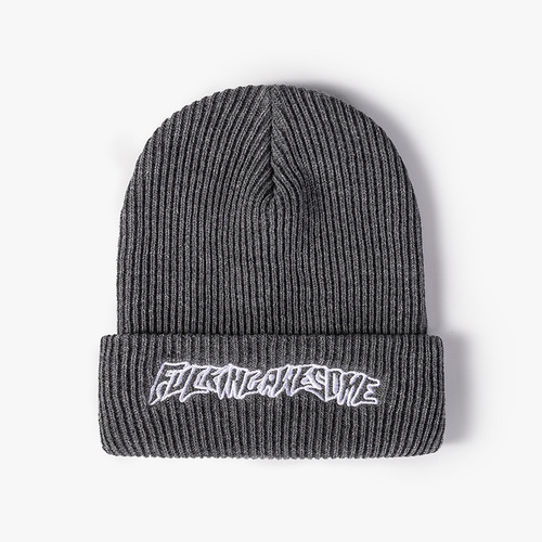 Winter Warm Knitted Hat Outdoor Thickened Beanie with Embroidered Letters, Men's & Women's Sports Cap