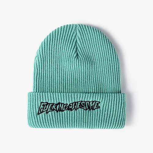 Winter Warm Knitted Hat Outdoor Thickened Beanie with Embroidered Letters, Men's & Women's Sports Cap