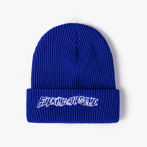 Winter Warm Knitted Hat Outdoor Thickened Beanie with Embroidered Letters, Men's & Women's Sports Cap