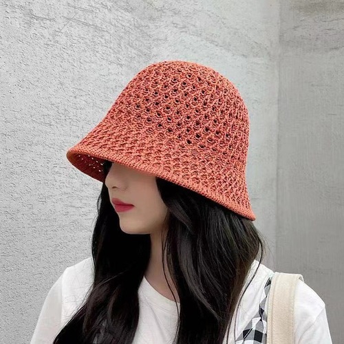 2023 Fashion Woman Sun-Proof Summer Bucket Beach Hats Straw Cap