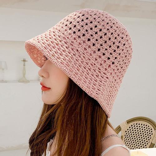 2023 Fashion Woman Sun-Proof Summer Bucket Beach Hats Straw Cap