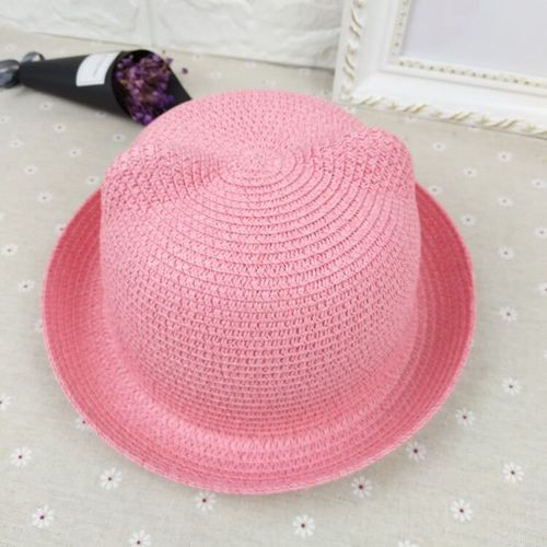2023 Children's Straw Hat  Lace Girls Baby Wide Brim Kids Panama  For Folding Bucket Summer Beach