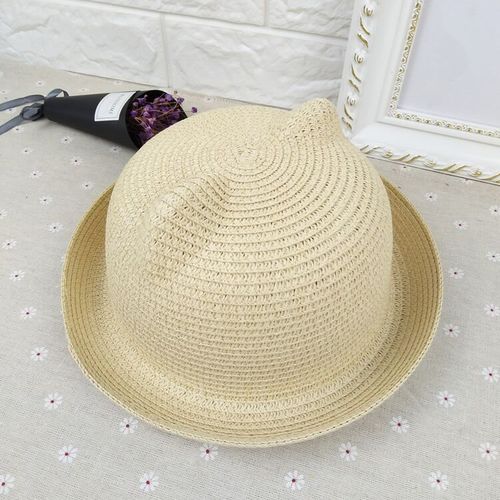 2023 Children's Straw Hat  Lace Girls Baby Wide Brim Kids Panama  For Folding Bucket Summer Beach