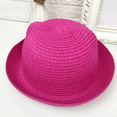 2023 Children's Straw Hat  Lace Girls Baby Wide Brim Kids Panama  For Folding Bucket Summer Beach