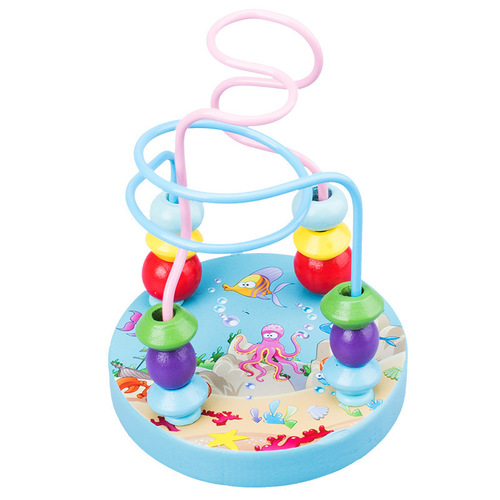 Baby Montessori Educational Math Toy Wooden mini Circles Bead Wire Maze Roller Coaster Abacus Puzzle toys For Kids Boy G