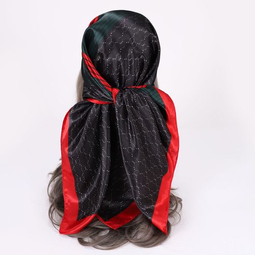 2023 35 Inch Silk Head Scarf Large Print Square Neck Scarf Sleeping Hair Wrapping Satin Silk Scarf for Women