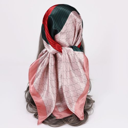 2023 35 Inch Silk Head Scarf Large Print Square Neck Scarf Sleeping Hair Wrapping Satin Silk Scarf for Women