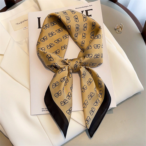 27.5 Inch x 27.5 Inch Small Square Silk Scarves Fashionable Ladies Satin Printed Neck Scarf, Women's Adult Accessory