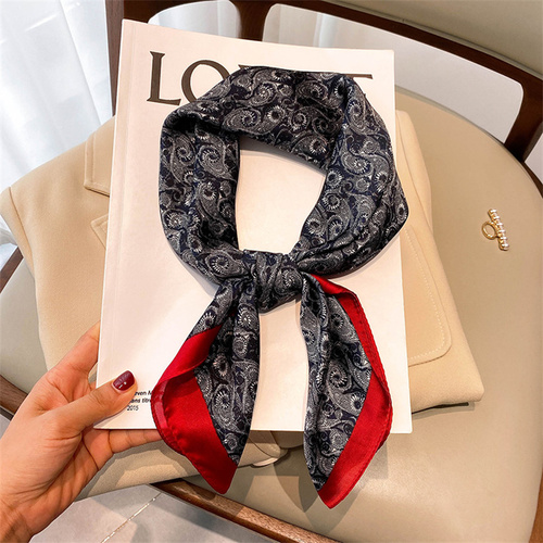 27.5 Inch x 27.5 Inch Small Square Silk Scarves Fashionable Ladies Satin Printed Neck Scarf, Women's Adult Accessory