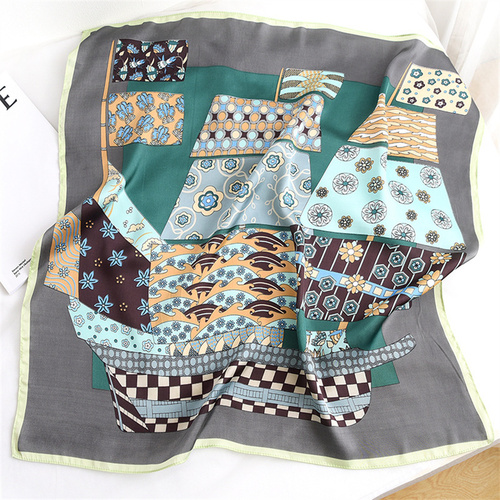 27.5 Inch x 27.5 Inch Small Square Silk Scarves Fashionable Ladies Satin Printed Neck Scarf, Women's Adult Accessory