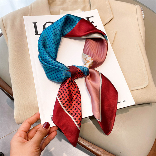 27.5 Inch x 27.5 Inch Small Square Silk Scarves Fashionable Ladies Satin Printed Neck Scarf, Women's Adult Accessory