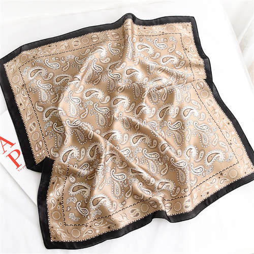 27.5 Inch x 27.5 Inch Small Square Silk Scarves Fashionable Ladies Satin Printed Neck Scarf, Women's Adult Accessory