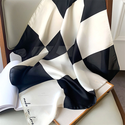 27.5 Inch x 27.5 Inch Small Square Silk Scarves Fashionable Ladies Satin Printed Neck Scarf, Women's Adult Accessory