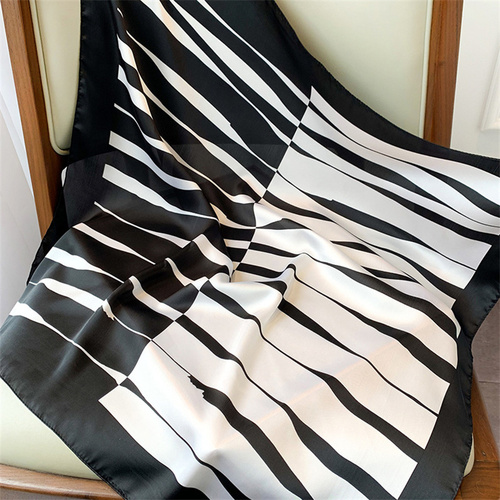 27.5 Inch x 27.5 Inch Small Square Silk Scarves Fashionable Ladies Satin Printed Neck Scarf, Women's Adult Accessory