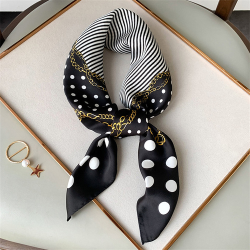 27.5 Inch x 27.5 Inch Small Square Silk Scarves Fashionable Ladies Satin Printed Neck Scarf, Women's Adult Accessory