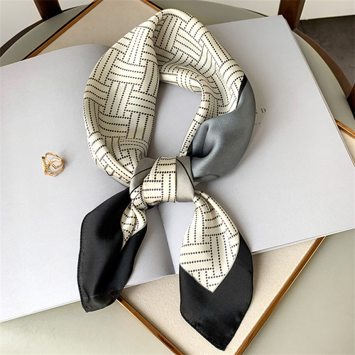 27.5 Inch x 27.5 Inch Small Square Silk Scarves Fashionable Ladies Satin Printed Neck Scarf, Women's Adult Accessory