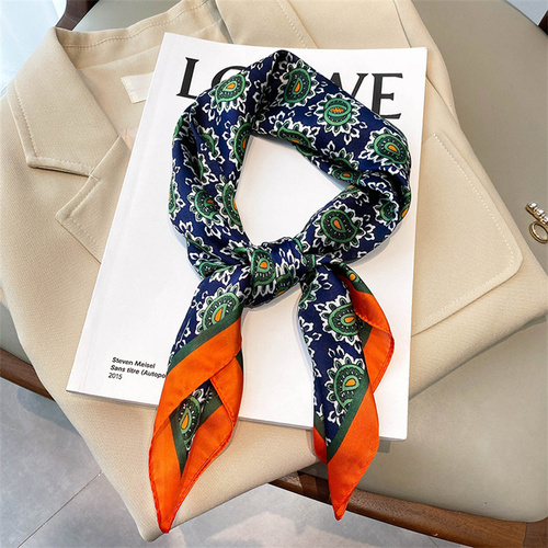 27.5 Inch x 27.5 Inch Small Square Silk Scarves Fashionable Ladies Satin Printed Neck Scarf, Women's Adult Accessory