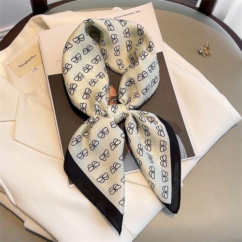 27.5 Inch x 27.5 Inch Small Square Silk Scarves Fashionable Ladies Satin Printed Neck Scarf, Women's Adult Accessory