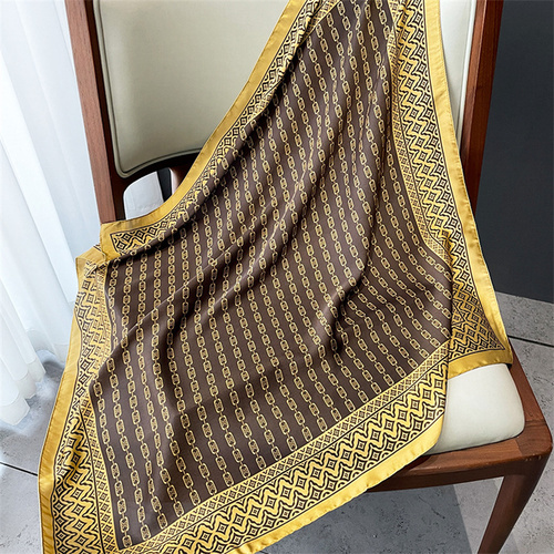 27.5 Inch x 27.5 Inch Small Square Silk Scarves Fashionable Ladies Satin Printed Neck Scarf, Women's Adult Accessory
