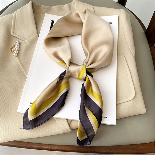 27.5 Inch x 27.5 Inch Small Square Silk Scarves Fashionable Ladies Satin Printed Neck Scarf, Women's Adult Accessory