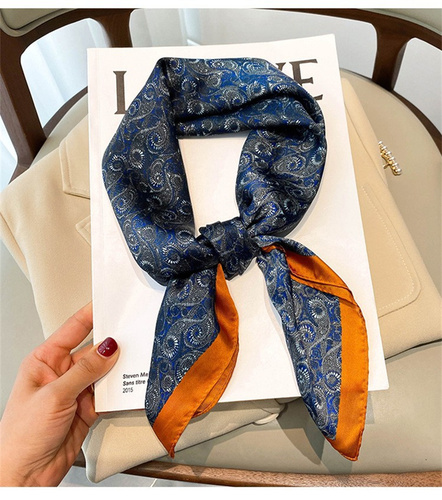 27.5 Inch x 27.5 Inch Small Square Silk Scarves Fashionable Ladies Satin Printed Neck Scarf, Women's Adult Accessory