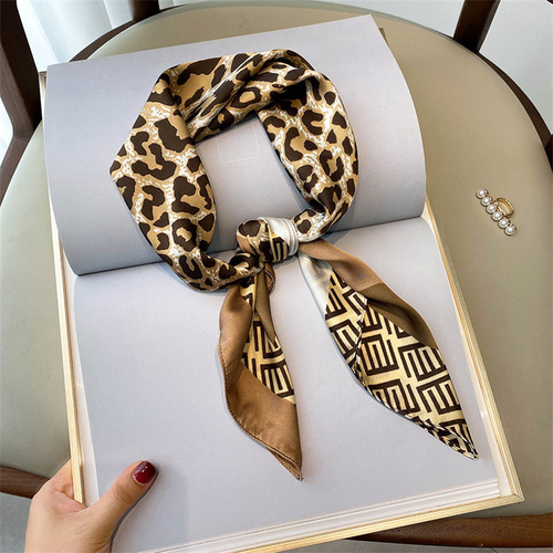 27.5 Inch x 27.5 Inch Small Square Silk Scarves Fashionable Ladies Satin Printed Neck Scarf, Women's Adult Accessory