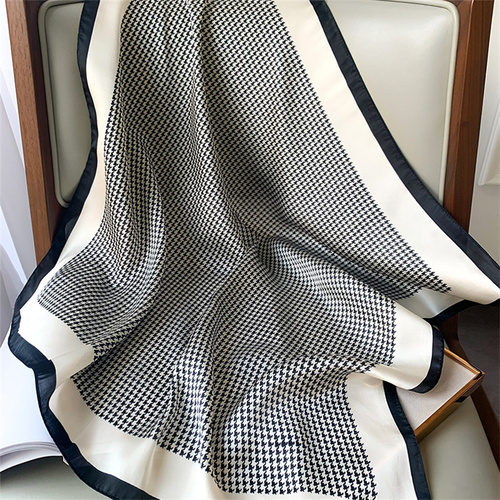 27.5 Inch x 27.5 Inch Small Square Silk Scarves Fashionable Ladies Satin Printed Neck Scarf, Women's Adult Accessory