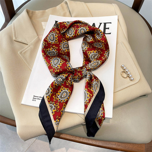 27.5 Inch x 27.5 Inch Small Square Silk Scarves Fashionable Ladies Satin Printed Neck Scarf, Women's Adult Accessory