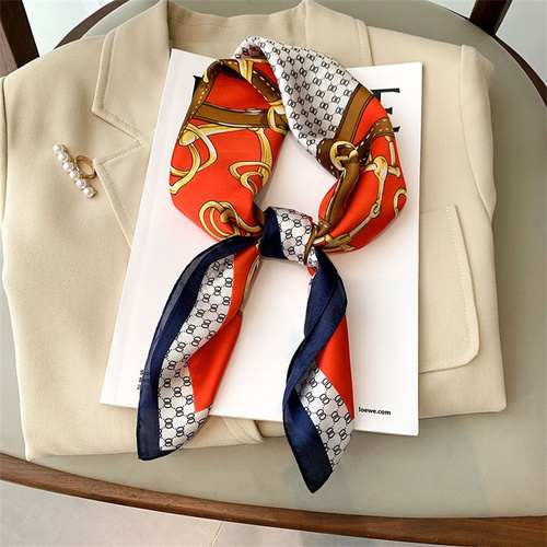 27.5 Inch x 27.5 Inch Small Square Silk Scarves Fashionable Ladies Satin Printed Neck Scarf, Women's Adult Accessory