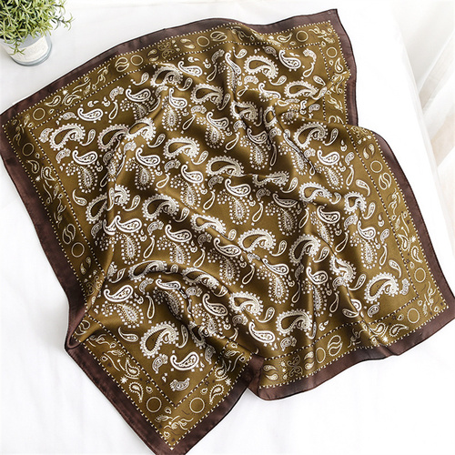 27.5 Inch x 27.5 Inch Small Square Silk Scarves Fashionable Ladies Satin Printed Neck Scarf, Women's Adult Accessory