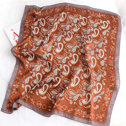 27.5 Inch x 27.5 Inch Small Square Silk Scarves Fashionable Ladies Satin Printed Neck Scarf, Women's Adult Accessory