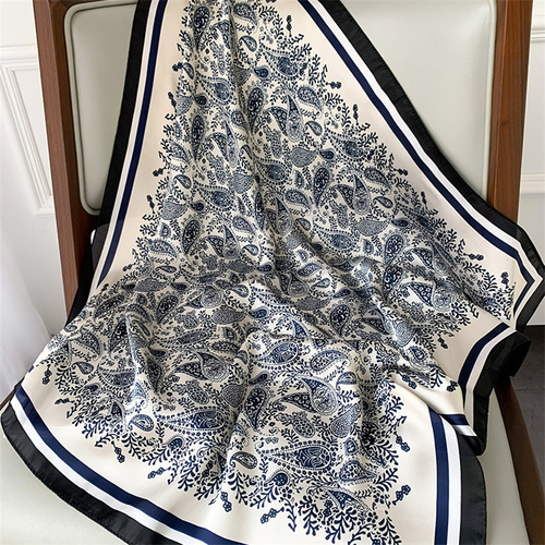 27.5 Inch x 27.5 Inch Small Square Silk Scarves Fashionable Ladies Satin Printed Neck Scarf, Women's Adult Accessory