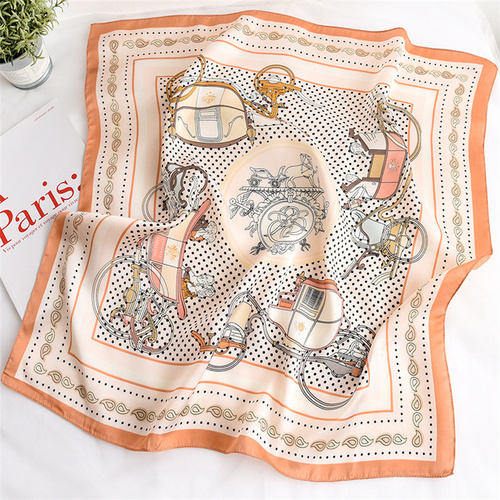 27.5 Inch x 27.5 Inch Small Square Silk Scarves Fashionable Ladies Satin Printed Neck Scarf, Women's Adult Accessory