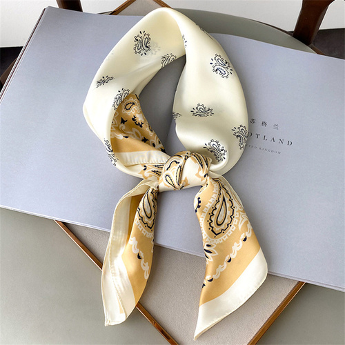 27.5 Inch x 27.5 Inch Small Square Silk Scarves Fashionable Ladies Satin Printed Neck Scarf, Women's Adult Accessory
