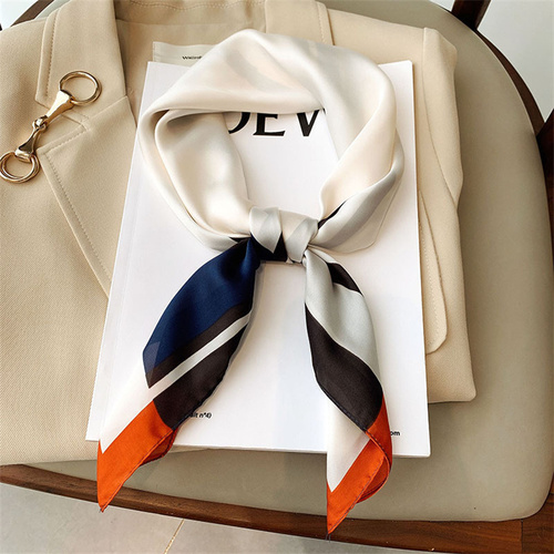 27.5 Inch x 27.5 Inch Small Square Silk Scarves Fashionable Ladies Satin Printed Neck Scarf, Women's Adult Accessory