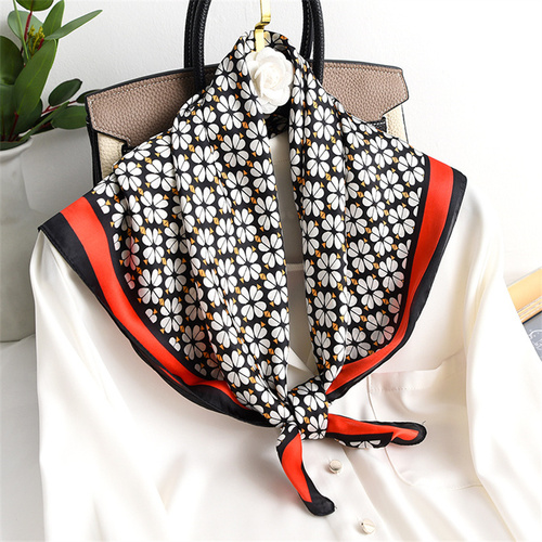 27.5 Inch x 27.5 Inch Small Square Silk Scarves Fashionable Ladies Satin Printed Neck Scarf, Women's Adult Accessory
