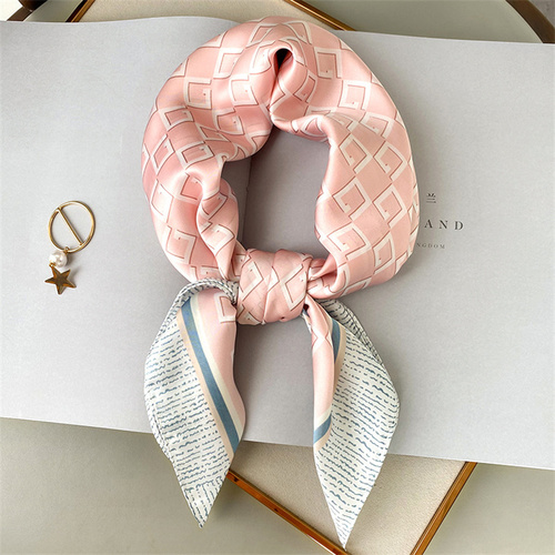 27.5 Inch x 27.5 Inch Small Square Silk Scarves Fashionable Ladies Satin Printed Neck Scarf, Women's Adult Accessory