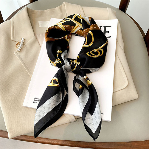 27.5 Inch x 27.5 Inch Small Square Silk Scarves Fashionable Ladies Satin Printed Neck Scarf, Women's Adult Accessory
