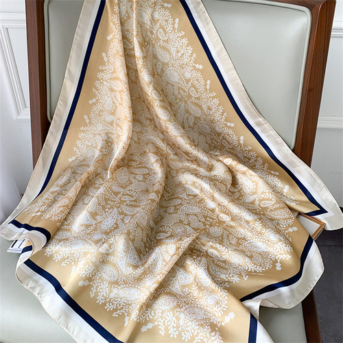 27.5 Inch x 27.5 Inch Small Square Silk Scarves Fashionable Ladies Satin Printed Neck Scarf, Women's Adult Accessory