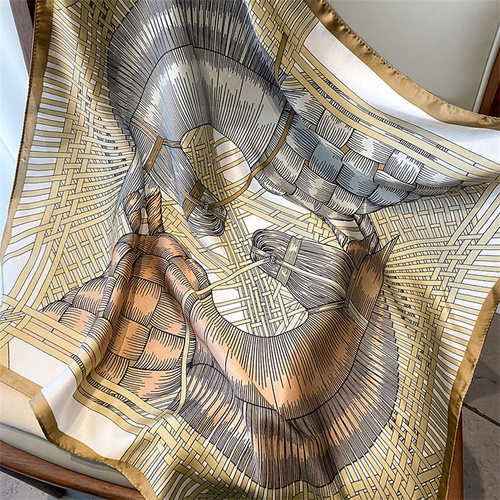 27.5 Inch x 27.5 Inch Small Square Silk Scarves Fashionable Ladies Satin Printed Neck Scarf, Women's Adult Accessory