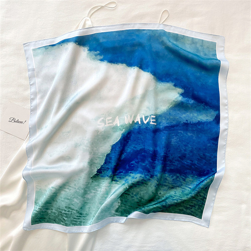 27.5 Inch x 27.5 Inch Small Square Silk Scarves Fashionable Ladies Satin Printed Neck Scarf, Women's Adult Accessory