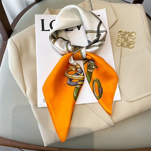 27.5 Inch x 27.5 Inch Small Square Silk Scarves Fashionable Ladies Satin Printed Neck Scarf, Women's Adult Accessory
