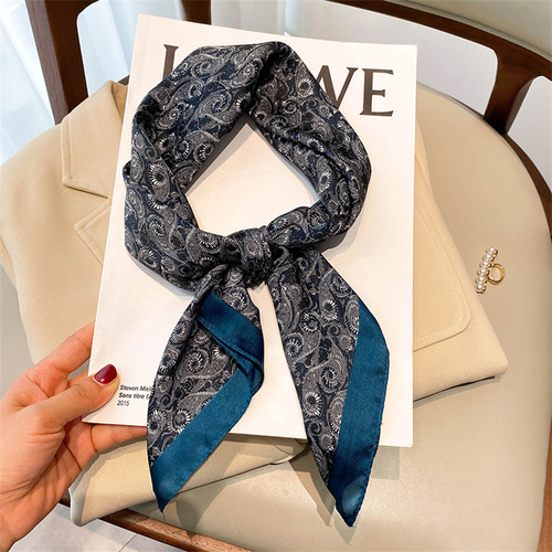 27.5 Inch x 27.5 Inch Small Square Silk Scarves Fashionable Ladies Satin Printed Neck Scarf, Women's Adult Accessory