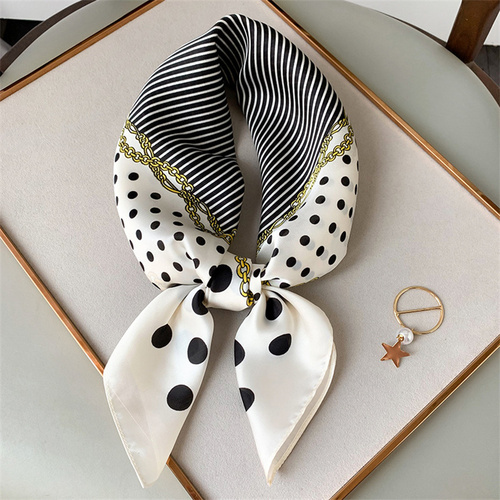 27.5 Inch x 27.5 Inch Small Square Silk Scarves Fashionable Ladies Satin Printed Neck Scarf, Women's Adult Accessory