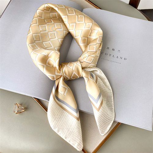 27.5 Inch x 27.5 Inch Small Square Silk Scarves Fashionable Ladies Satin Printed Neck Scarf, Women's Adult Accessory
