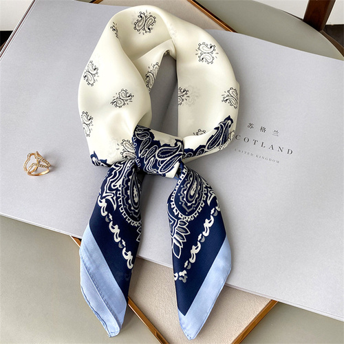 27.5 Inch x 27.5 Inch Small Square Silk Scarves Fashionable Ladies Satin Printed Neck Scarf, Women's Adult Accessory