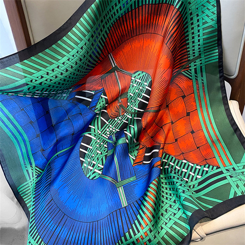 27.5 Inch x 27.5 Inch Small Square Silk Scarves Fashionable Ladies Satin Printed Neck Scarf, Women's Adult Accessory