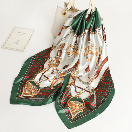 Pink Print Scarf Square Hijab, Multi-Color Silk Square Scarf for Muslim Women