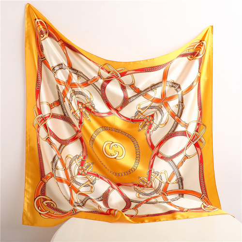 Pink Print Scarf Square Hijab, Multi-Color Silk Square Scarf for Muslim Women