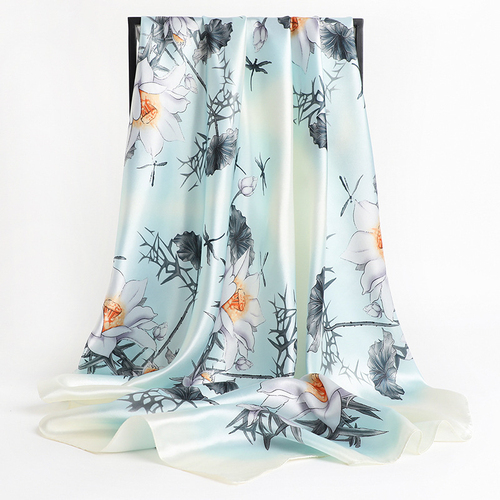 Pink Print Scarf Square Hijab, Multi-Color Silk Square Scarf for Muslim Women